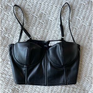Fleur du mal vegan leather bustier large black